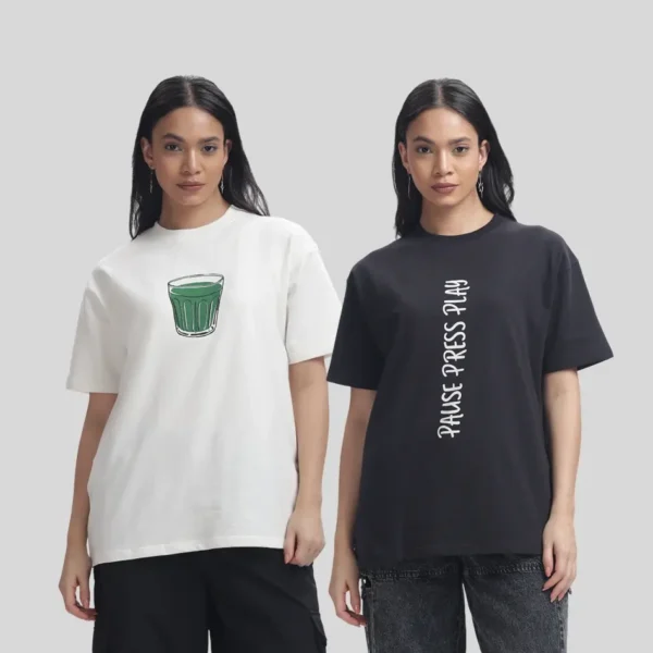 Premium Oversized Cotton T-Shirt – Unisex (Dual Combo)