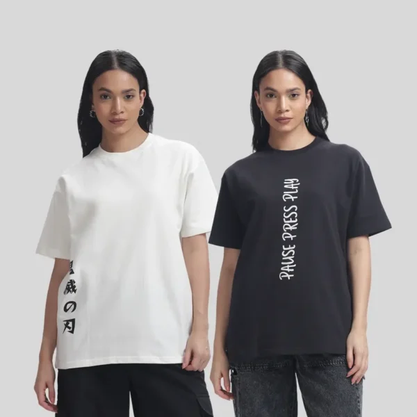 Premium Oversized Cotton T-Shirt – Unisex (Dual Combo)